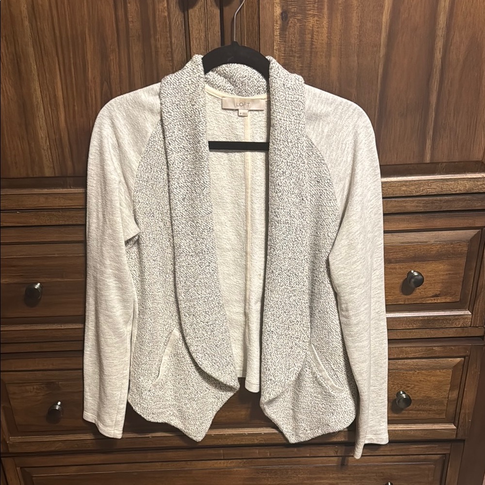 LOFT Cream Blazer Sweater Elegant Layering Essential